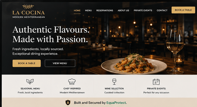 La Cocina — modern Mediterranean restaurant website mockup