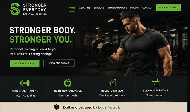 Stronger Everyday — personal training website mockup